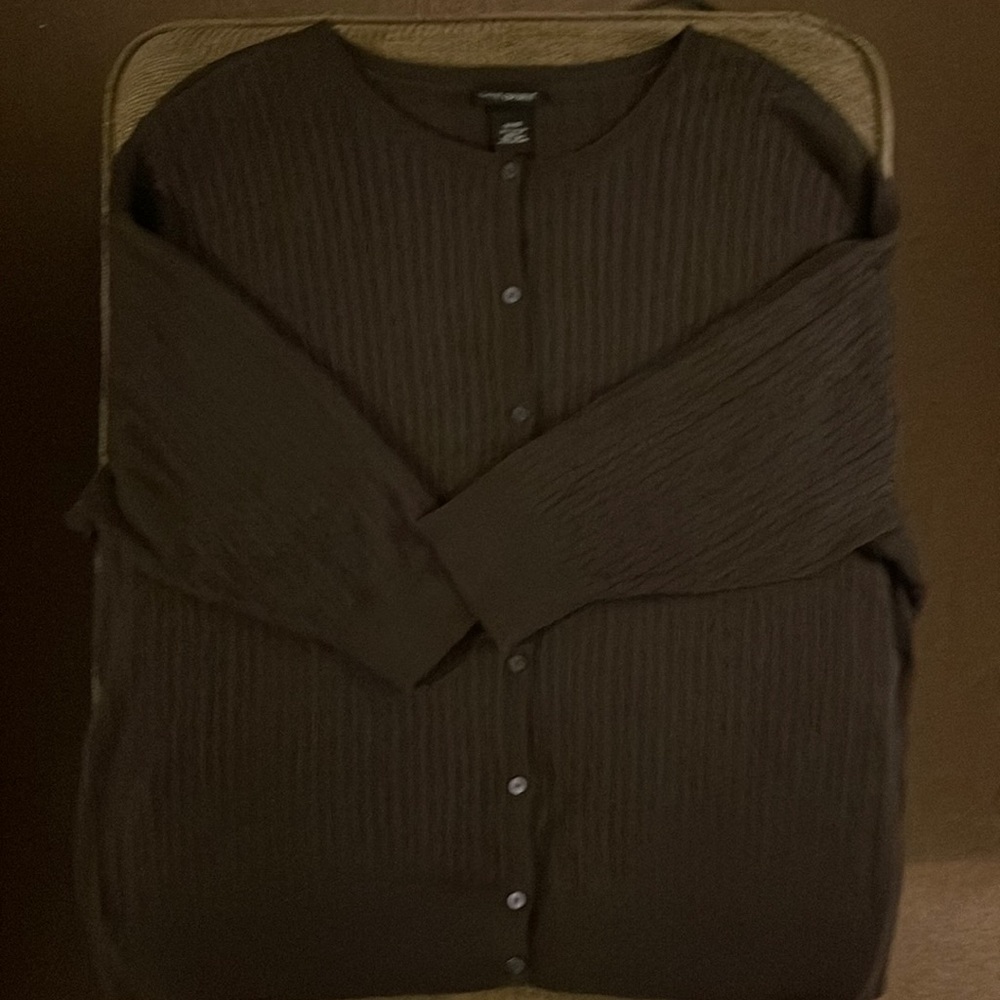 NWOT Brown, 3/4 sleeve thin, cable knit cardigan.